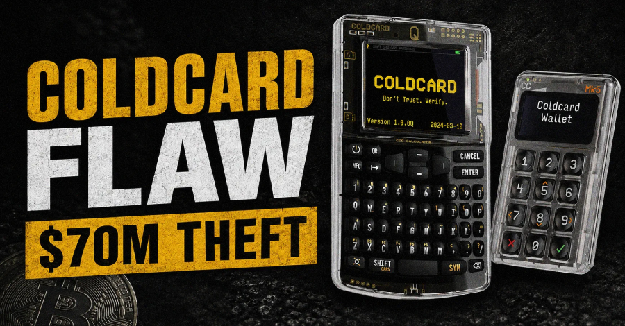 Coldcard Hardware Wallet Flaw Linked to $70 Million Bitcoin Theft in 41 Minutes